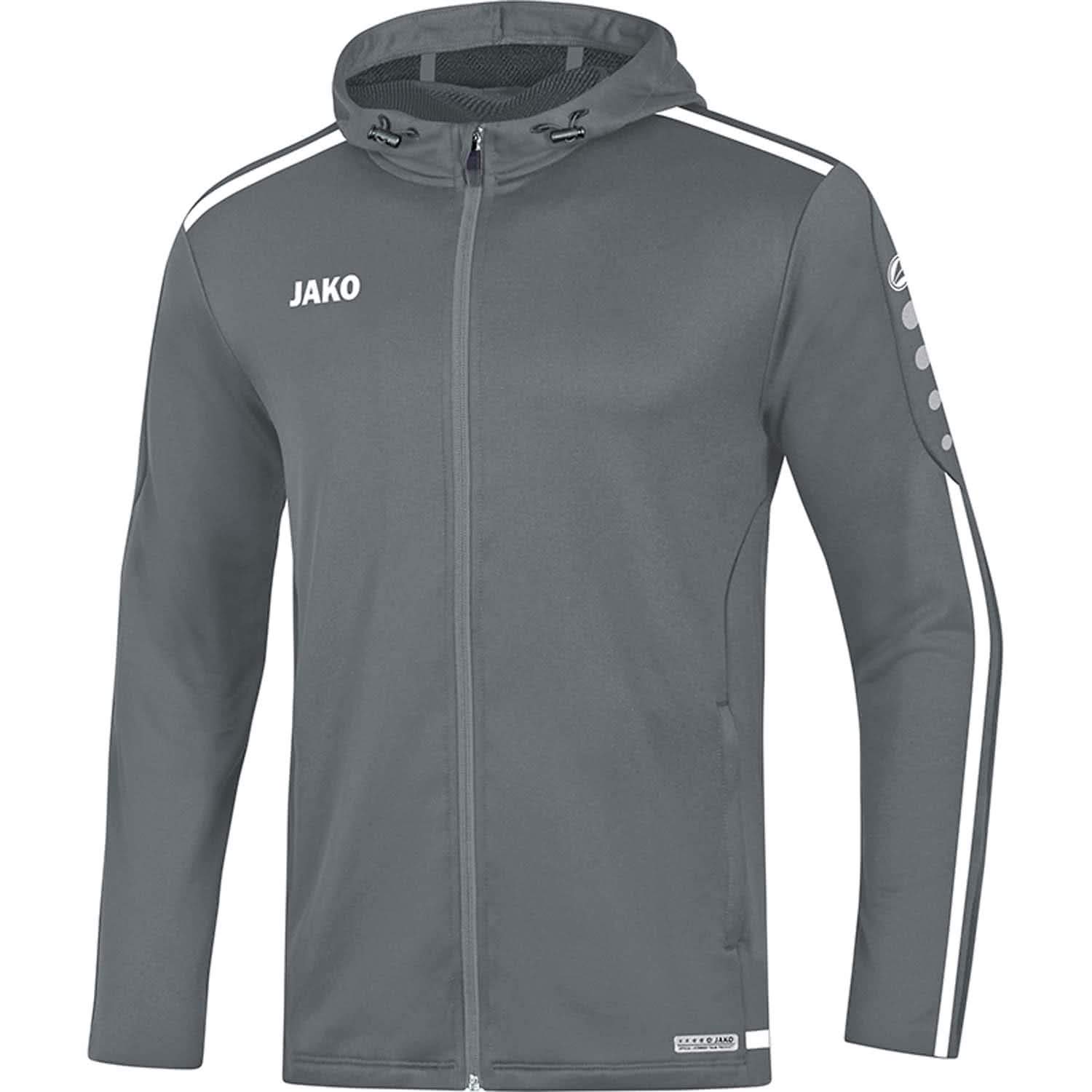 JAKO Women's Striker 2.0 Hooded Jacket, steingrau/Weiß, 34 (EU)