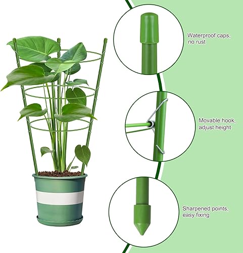 Miniatura 3 de Jaula de tomate con soporte para plantas de jardín, enrejado mejorado para plantas trepadoras, kits de enrejado para plantas (paquete de 2 - 18)
