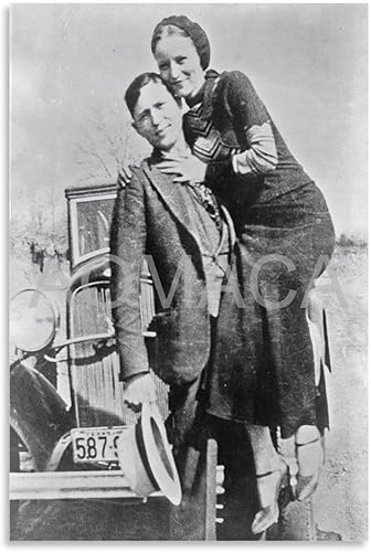 MOJDI Bonnie And Clyde - Póster vintage, 4 pósteres de pintura en lienzo e impresiones, cuadros artísticos de pared para sala de estar, dormitorio,
