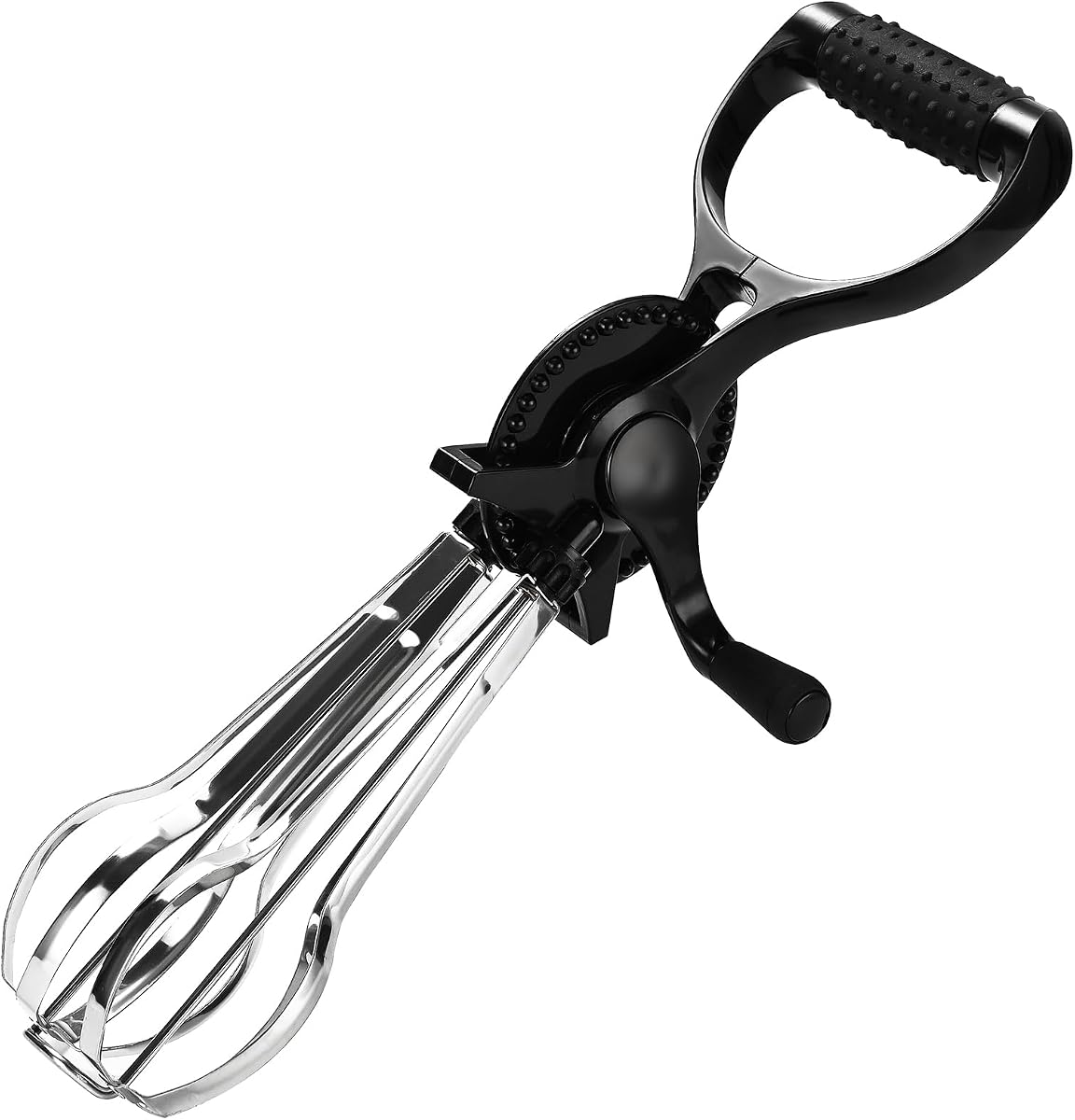 Batidora manual de acero inoxidable, batidora de huevos estilo retro negra | Batidor de huevos manual de 13" x 4" | Batidora de mano para mezclar masa, batir huevos, batir crema y claras de huevo de manera eficiente.