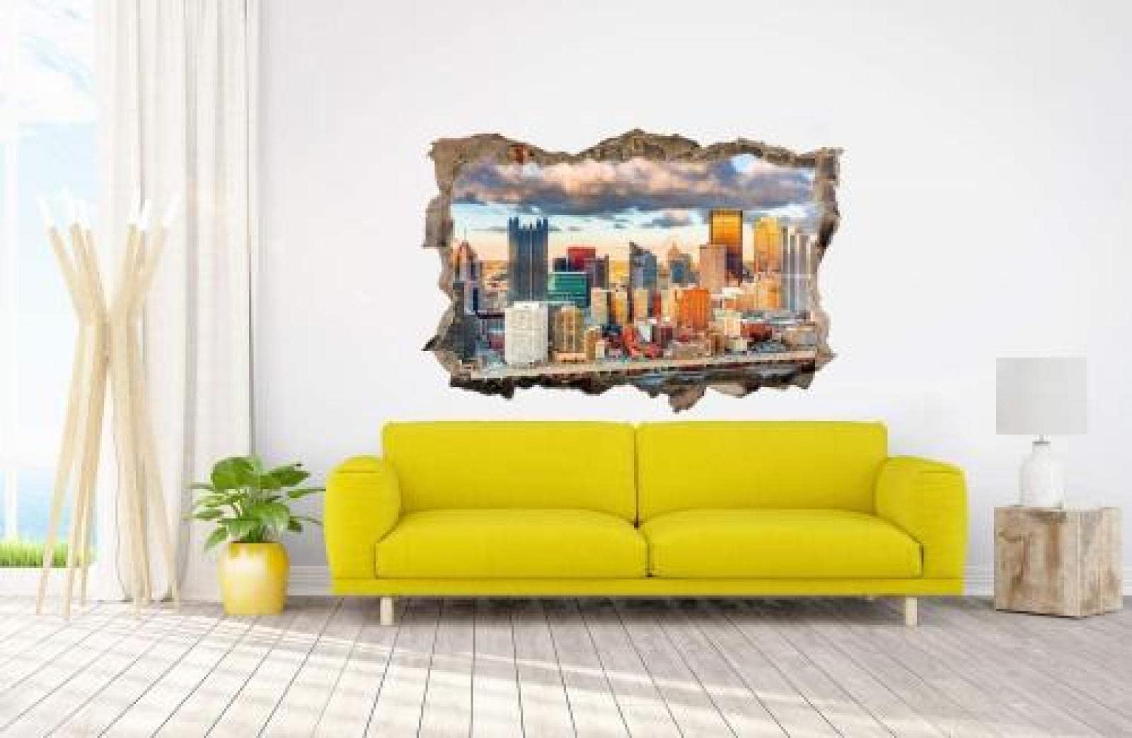 Gougeltd Adesivi da Parete 3DSkyline della città Decorazioni Parete Stickers Murali Soggiorno Asilo Nido Camera da Letto per Bambini 80x120cm