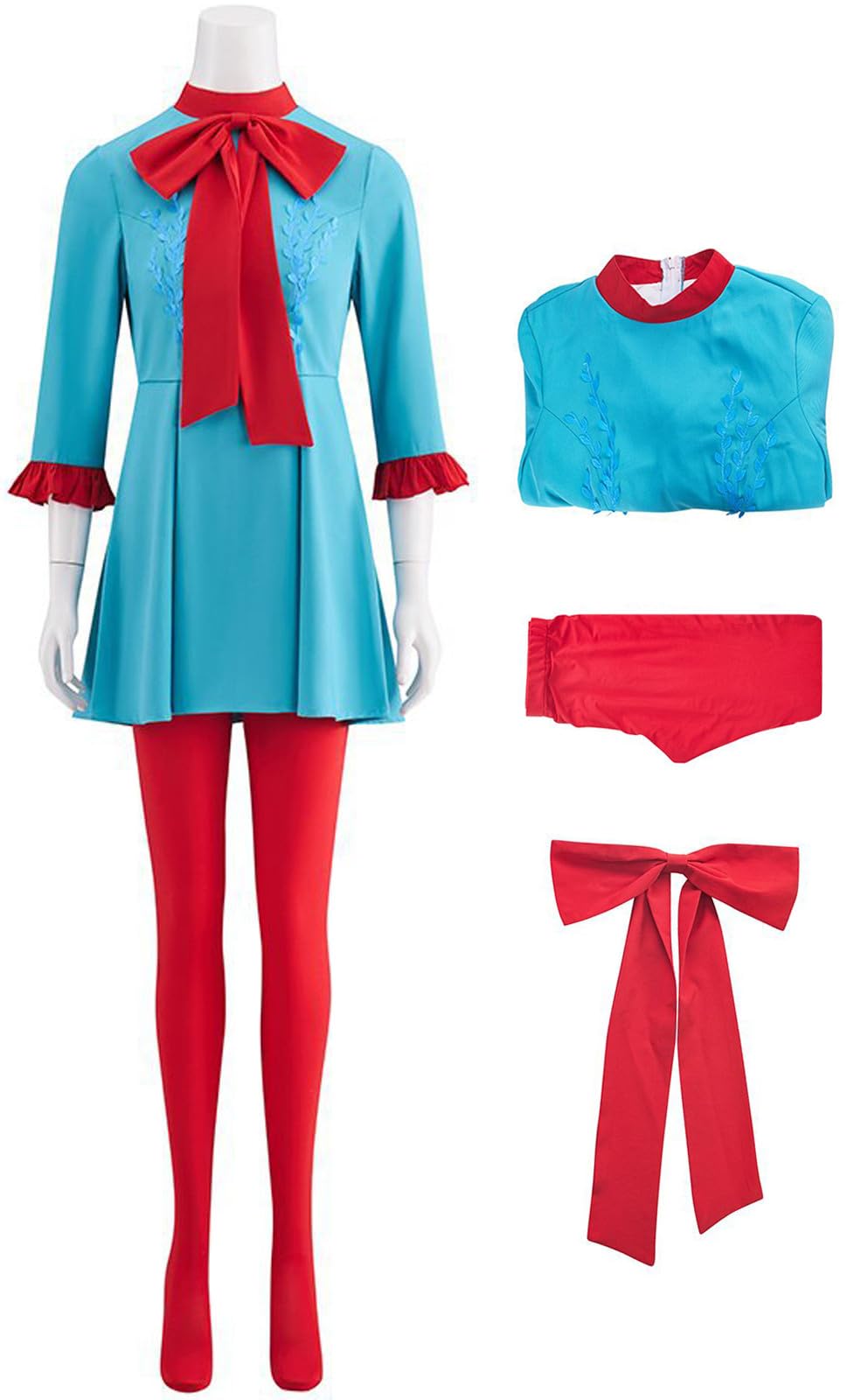 YOGLY Lady Cosplay Costume Women Fancy Dress Die with A Smile Gaga Vintage Outfit Dress and Bow tie Tights for Carnival Halloween Party Masquerade Costume