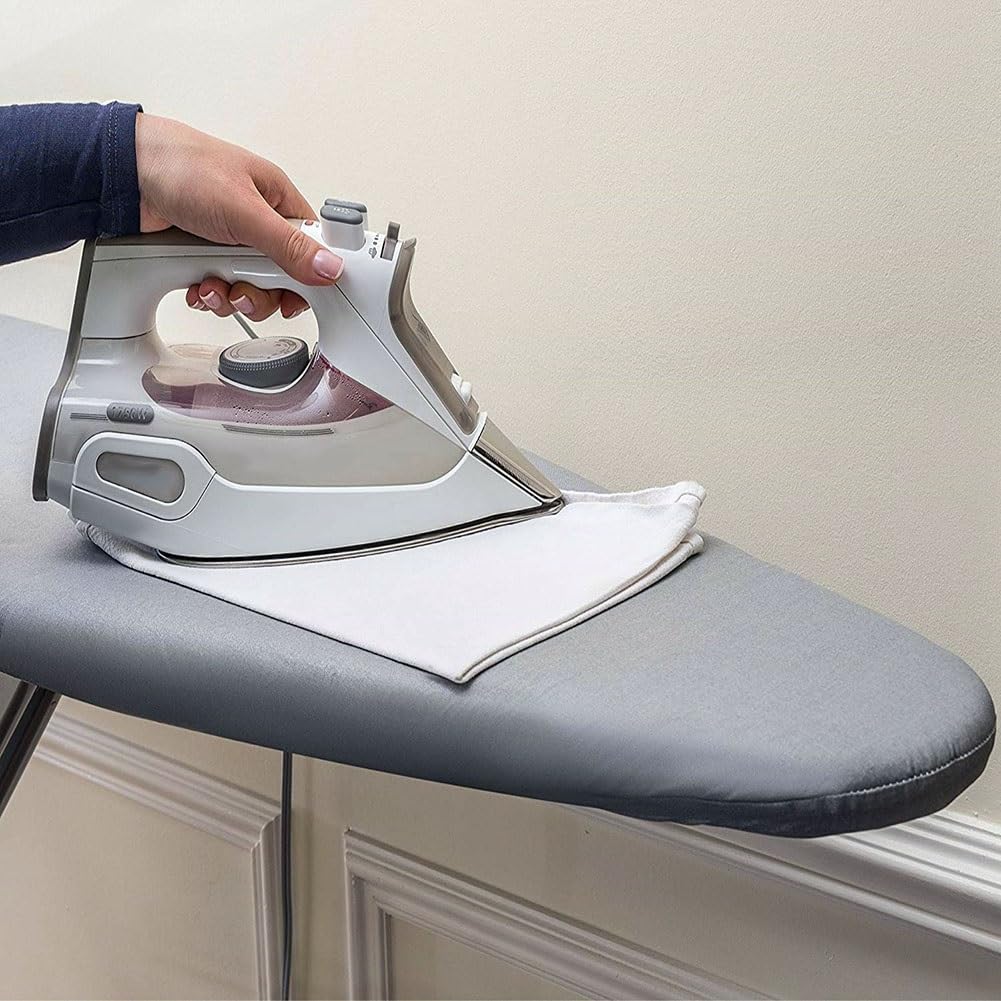 Funda para tabla de planchar de algodón de alta calidad, resistente a las quemaduras, acolchado con revestimiento plateado, borde elástico para una fácil instalación y planchado sin esfuerzo (147 x 48