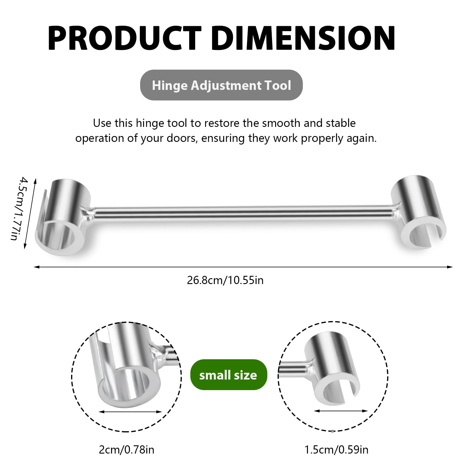 Door Hinge Adjustment Tool, Hinge Gap Adjusting Wrench, 14-19mm Door Installation Tools, Silver, Small - Image 2