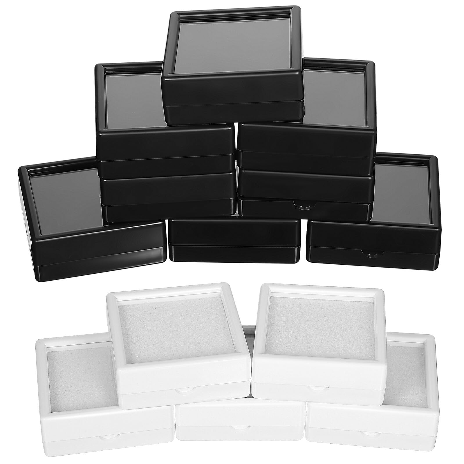 Boîtes à bijoux carrées plastique transparent protection pierres précieuses couvercle
