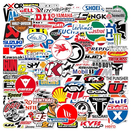 Image of WallDesign Ultimate Moto Racing Sticker Set Collection of 116 - Mobile, Laptop, Helmet, Accessories, Gifting - Durable, Laminated, Quality Printed Vinyl for True Racing Fans - Self-Adhesive, 2.5 Inch