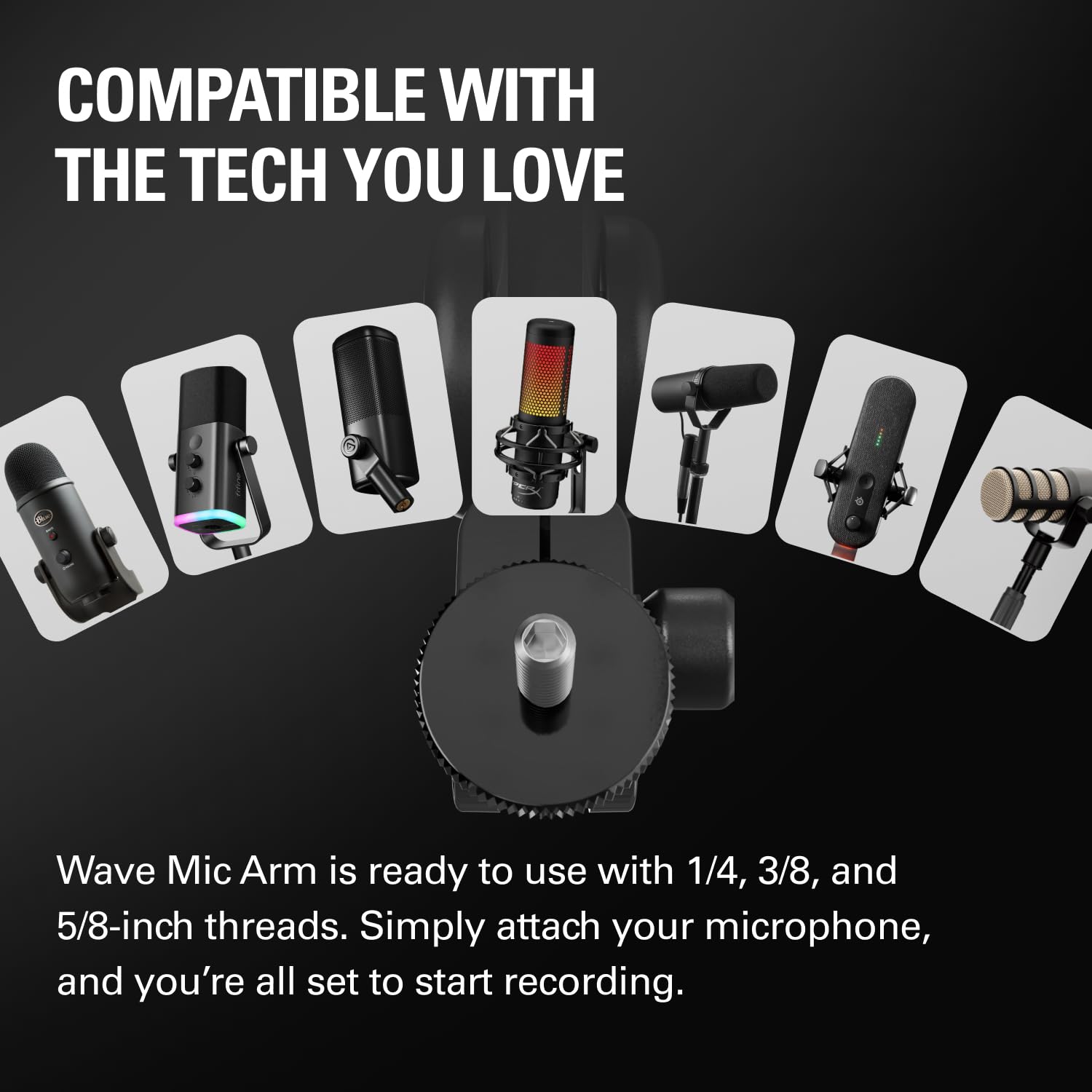 Elgato Wave Mic Arm MK.2 – Bras articulé de studio | Streaming et podcasting, passe-câbles, pince de bureau, rehausse, micros USB et XLR