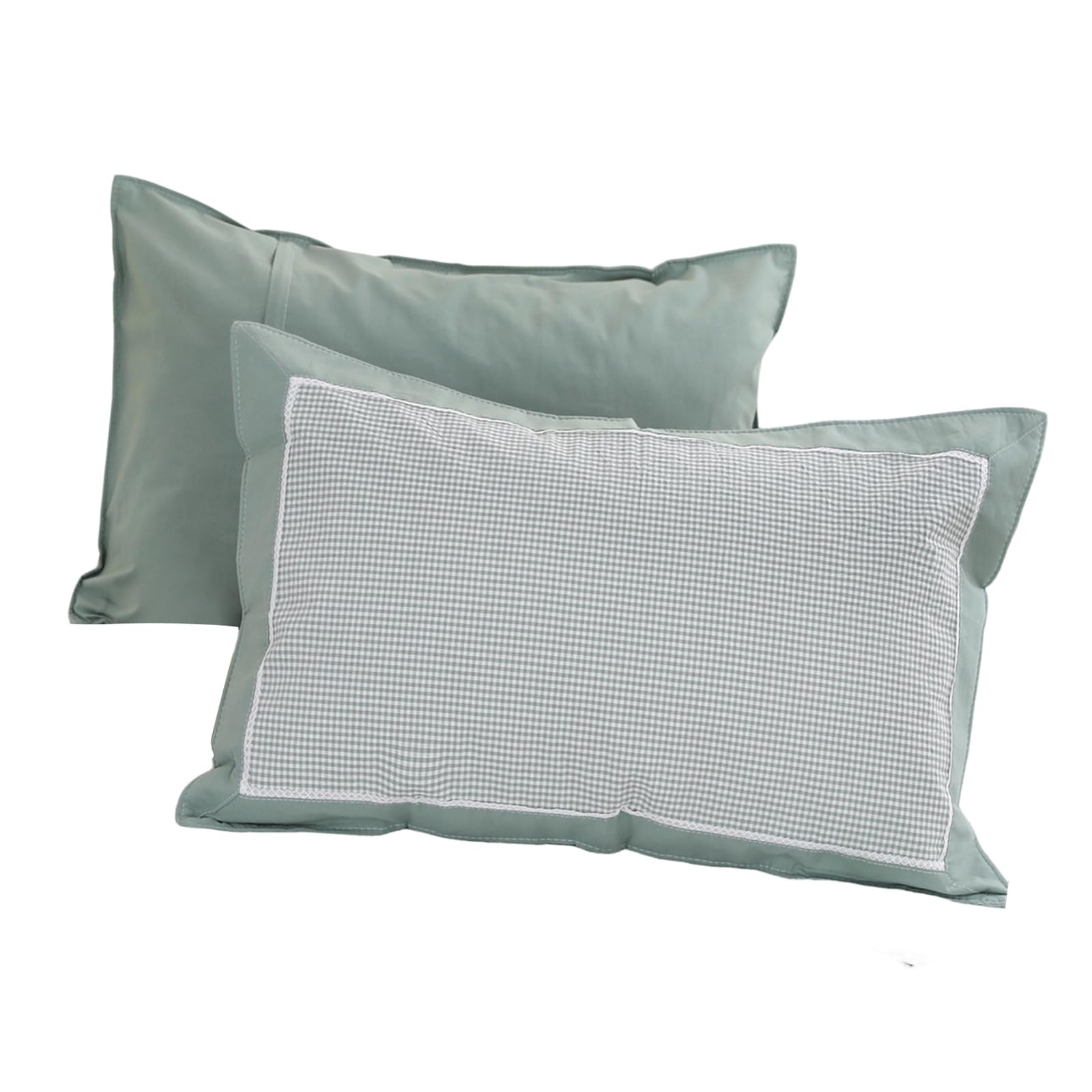 Tsophreniq 2 Pack Breathable Washed Cotton Fabric Checkered Pillow Covers Quick Drying Fabric Rectangular Pillowcase with Zippered Machine Washable Pillowcases
