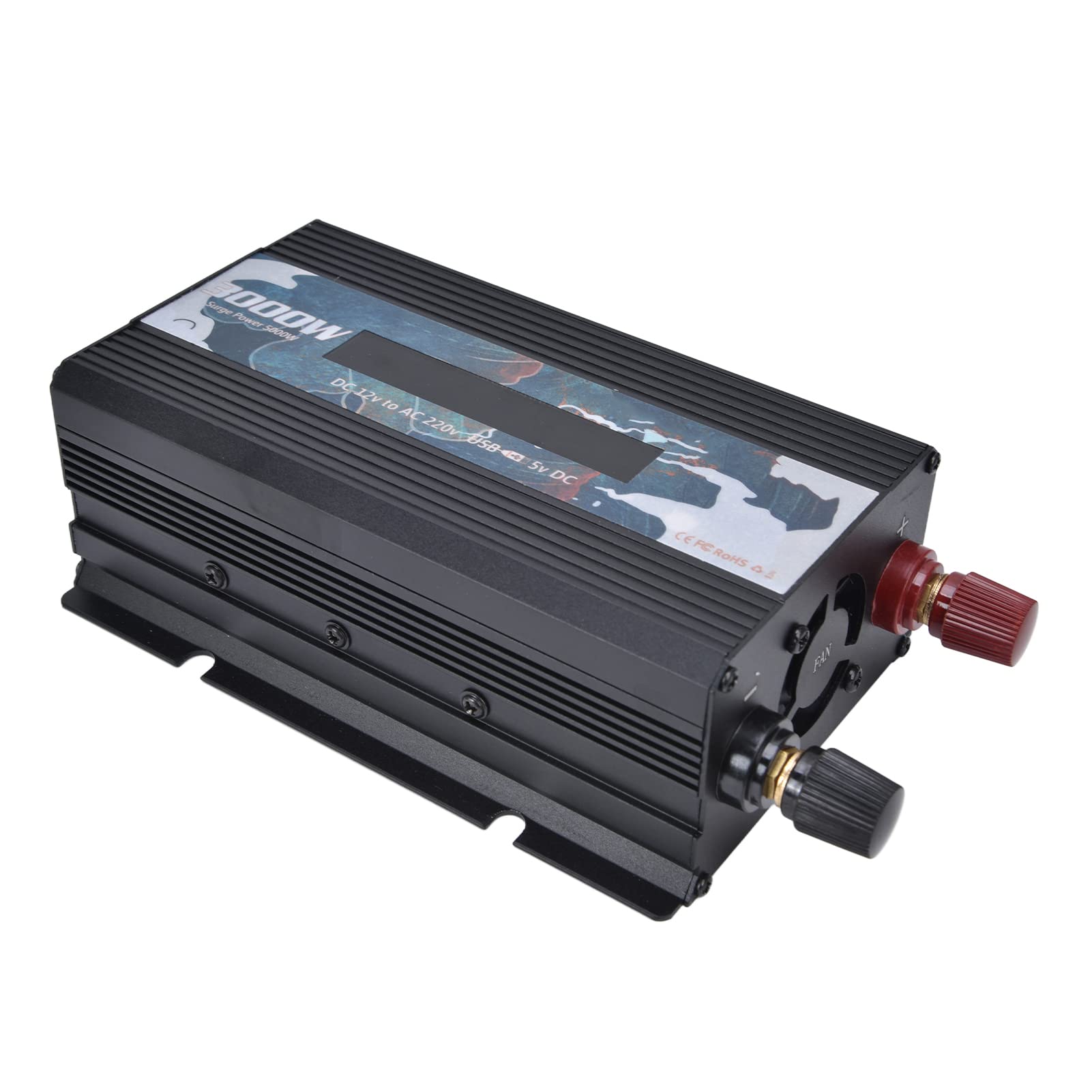 Inversor de Corriente Onda Sinusoidal Pura 300W 12V a 220V Convertidor Potencia Multifuncional para Hogar RV Camión Inversor Eléctrico Batería Energía Solar Inversor Portátil Negro