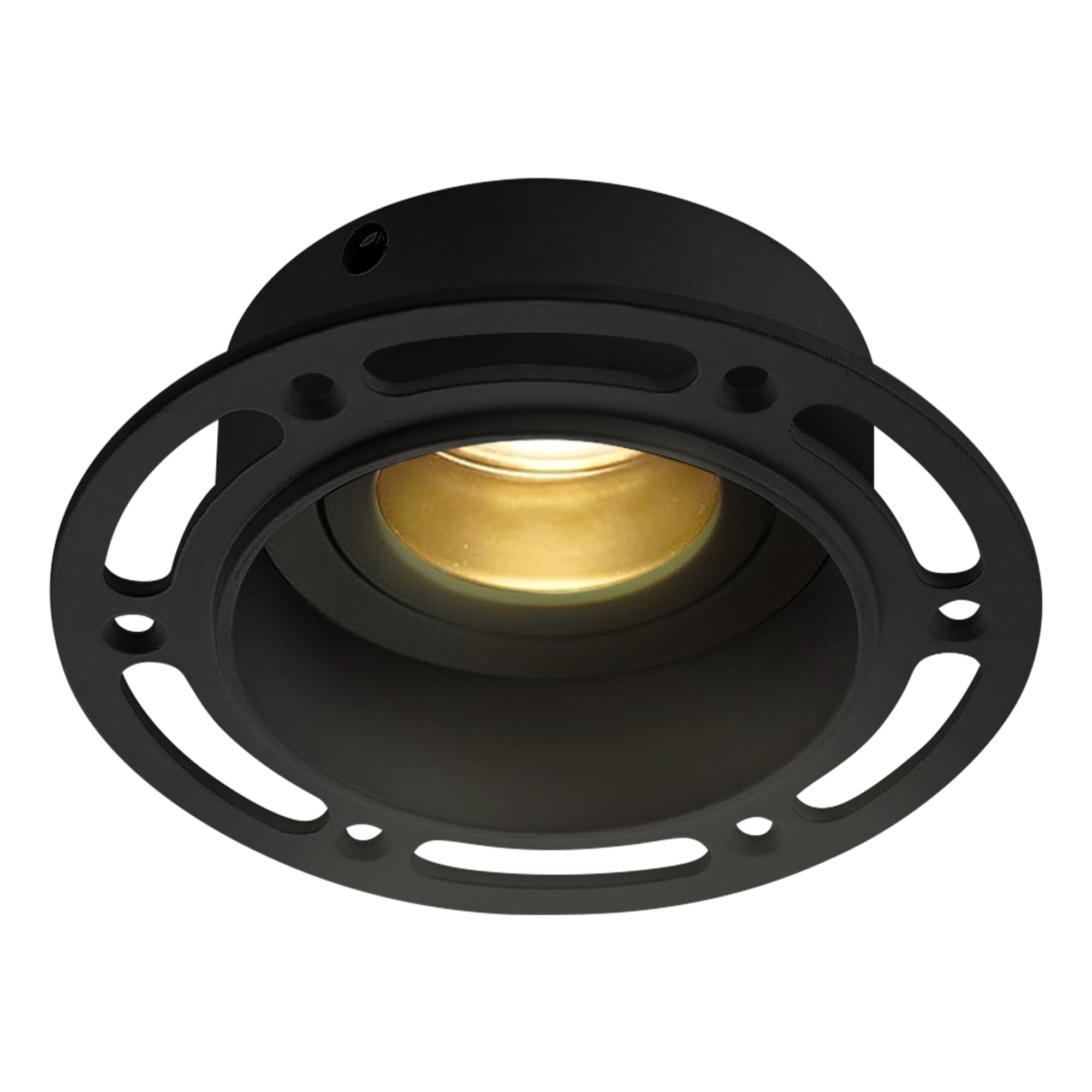 National Lighting Horizon Matt Black Round Trimless Plaster in GU10 LED Anti Glare Low Profile Die Cast Tilt Rotate Ceiling Downlight Spotlight