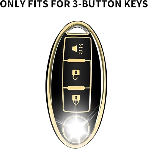 Miniatura 8 de Funda para llavero de 3 botones para Altima Armada Maxima Murano Pathfinder Rogue Infiniti, funda de TPU suave con llavero de cuero, protector