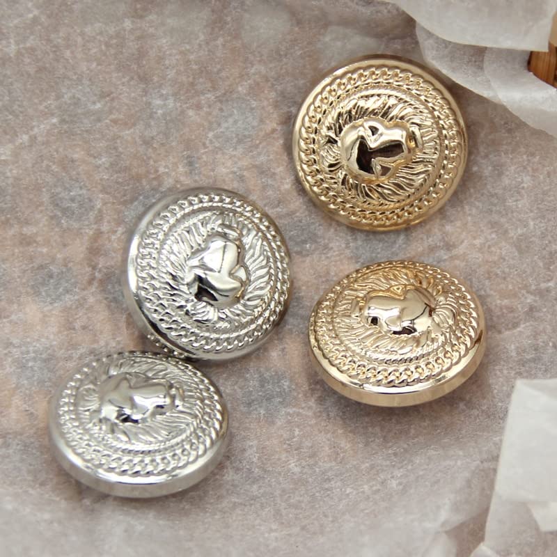 Botones de capa de metal de león dorado de 25 mm for coser chaqueta