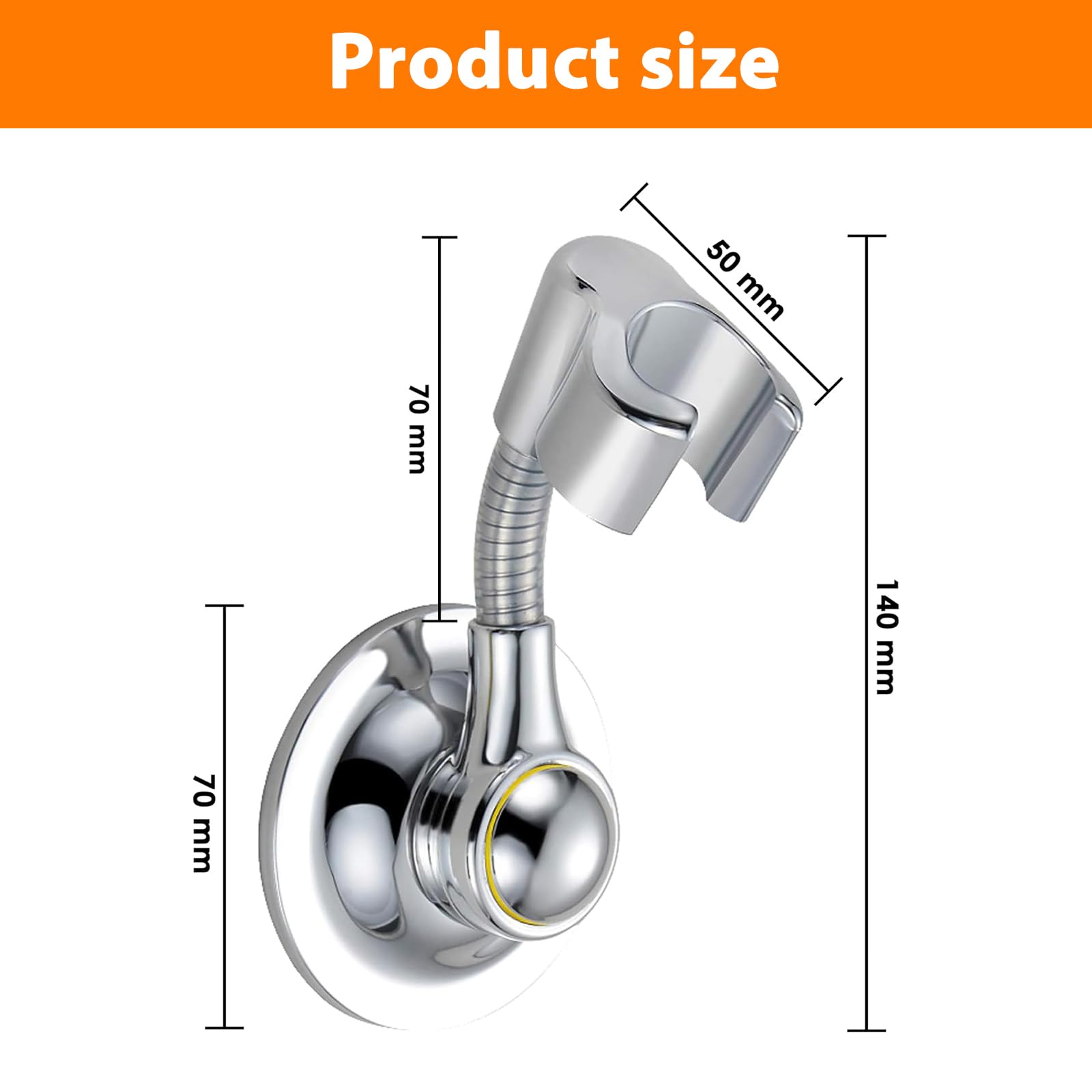 APAKA Shower Head Holder Suction Cup, Without Drilling, Adjustable Shower Holder Bracket, Swivel Shower Head Holder - Image 3