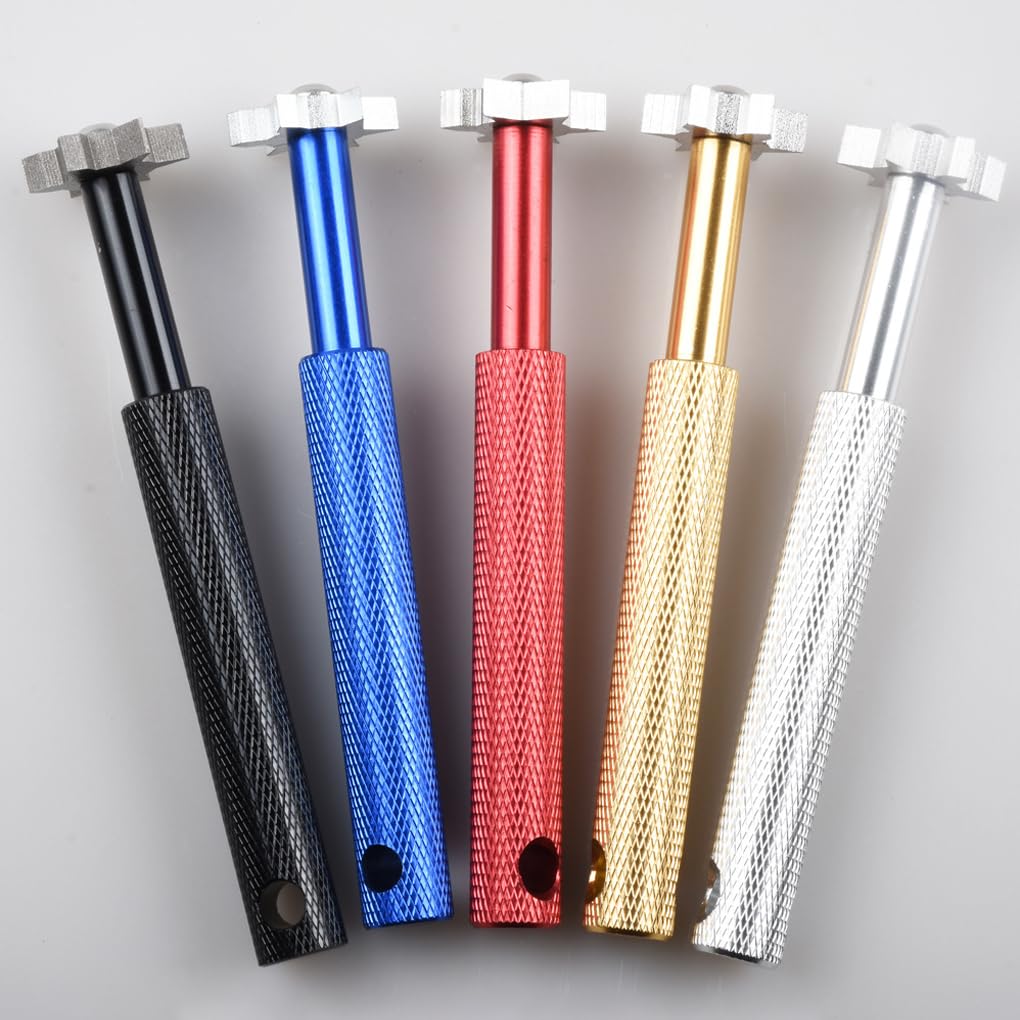 Golfrillenschärfer, Edelstahl, Aluminiumlegierung, Eisenkeil, 6 Köpfe, Reinigungs-Schärfwerkzeug, tragbar, Outdoor-Sport, Rot