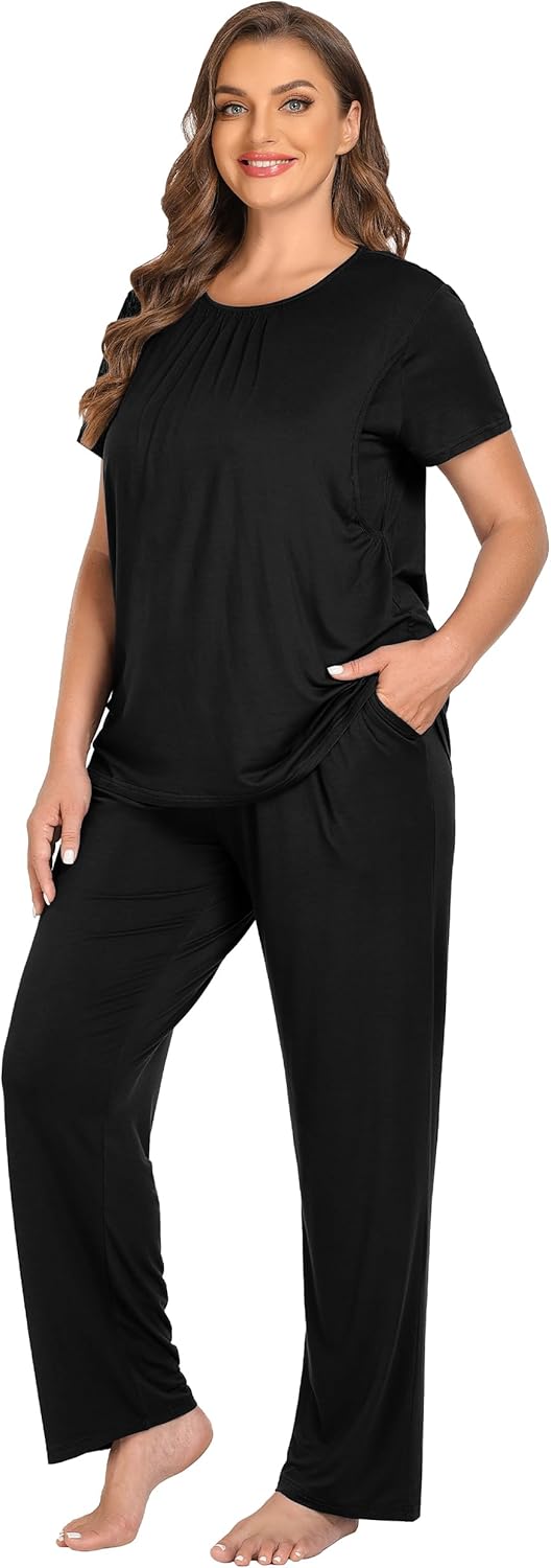 SWOMOG Women 3Pcs Maternity Pajama Set Nursing Pjs Pregnancy Set Breastfeeding Pjs Double Layer with Pockets - Image 2