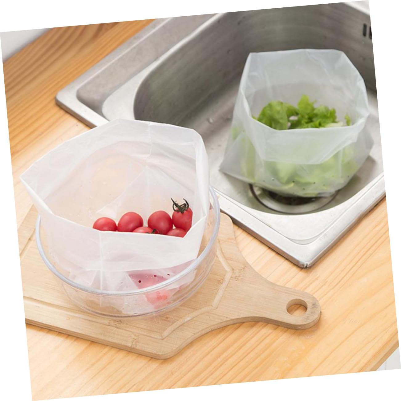 60pcs Self-standing Sink Filter Bags Vertical Trash Strainer for Kitchen Sink Odorless Disposal Bags