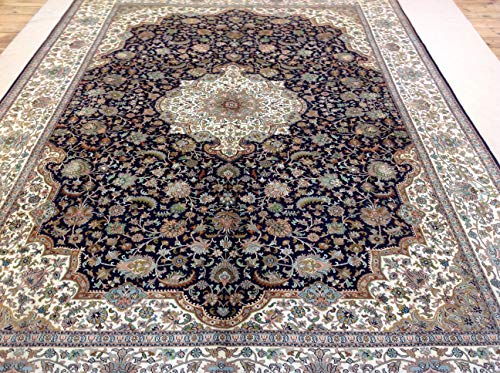 G Moni Sonne Reine Natur Seide Orientteppich Kaschmir 337 X 246 handgeknüpft – Bild 4