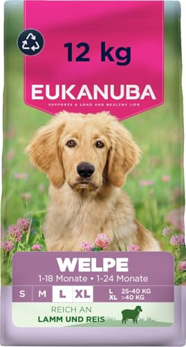 Eukanuba Welpenfutter trocken mit Lamm und Reis für große Rassen, 12 kg