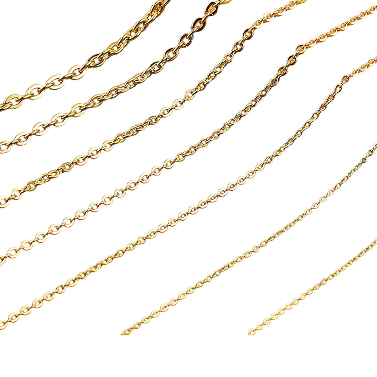 Catena a maglia in acciaio inox color argento dorato, lunghezza 1,8 m, per la creazione di gioielli da donna, portachiavi, 0,25-1 mm, oro