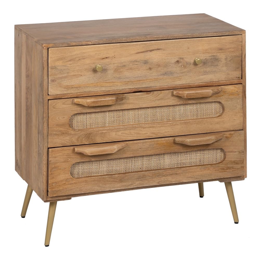 BigBuy Home Side Table 80 x 40 x 77 cm Natural Wood Rattan