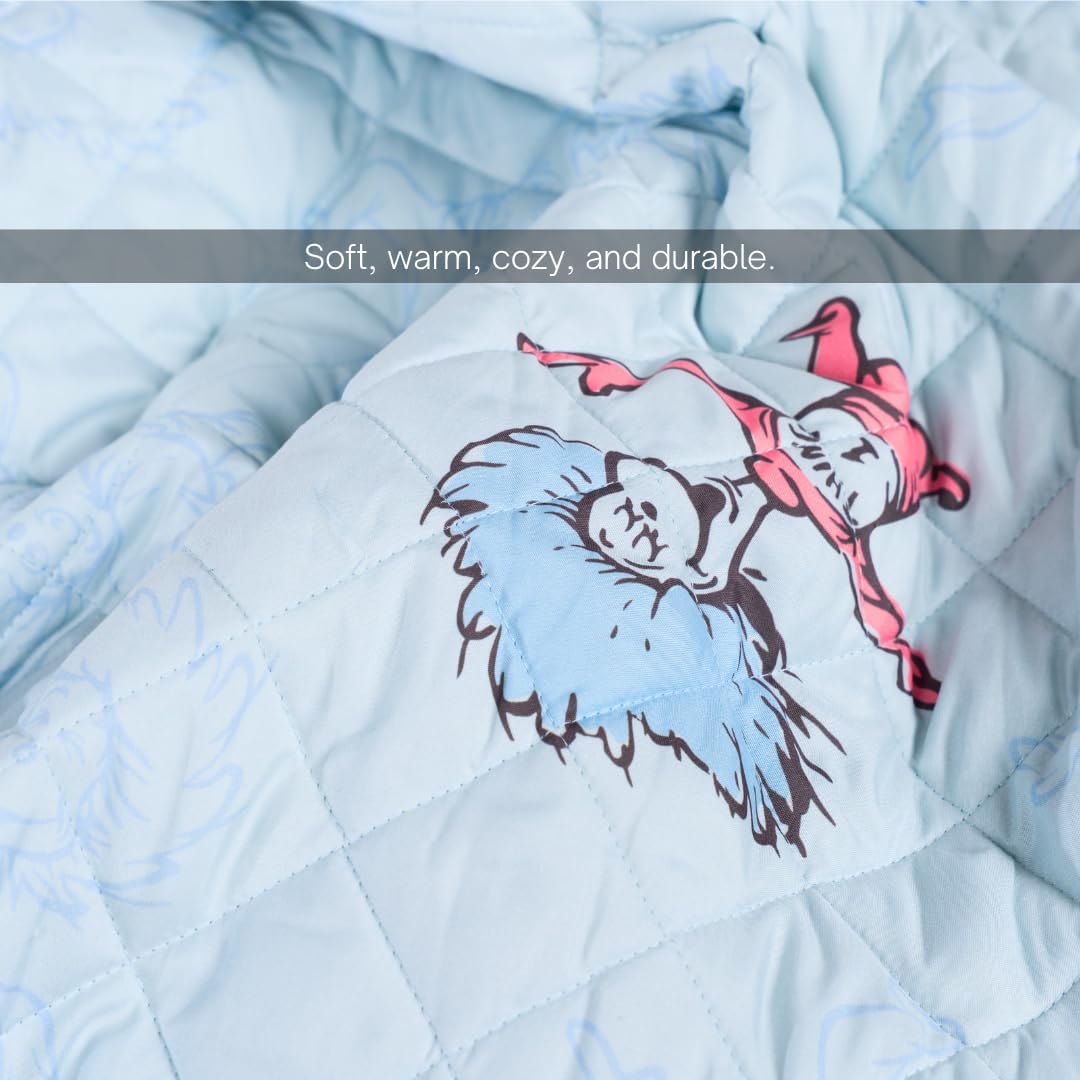 Dr. Seuss Cat in The Hat Thing 1 & Thing 2 Bedding Full/Queen Size Quilt & Sham Set, Super Soft Lightweight Breadspread Set 88" x 92", (Officially Licensed Product) by Franco Kids