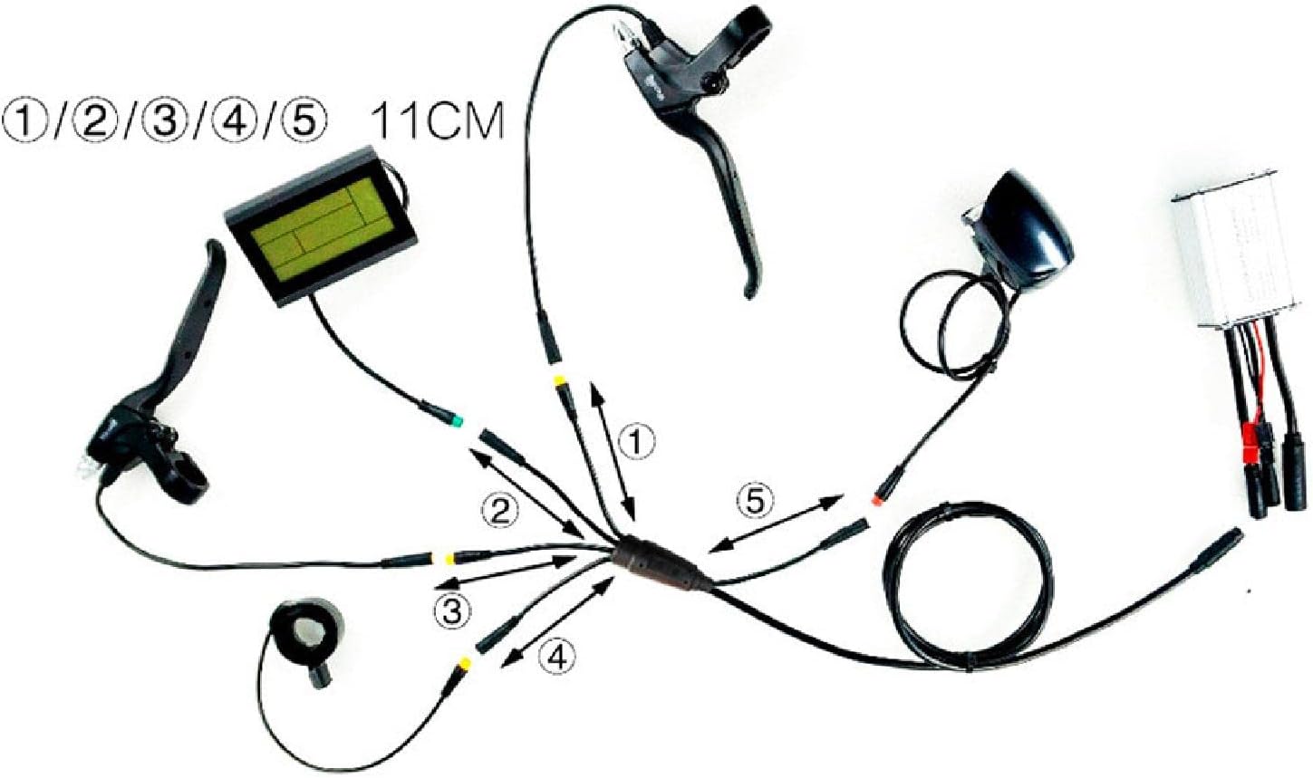 DAGIJIRD Electric Bicycle E-Bike Integration Cable Waterproof 1 to 5 Cable Wire for KT Controller