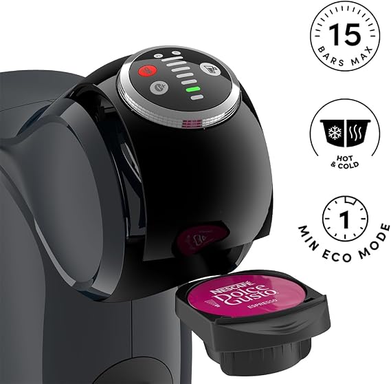 Nescafé Dolce Gusto De'Longhi Genio S Plus EDG315.CGY, Automatic Coffee Machine, Capsule Coffee Machine, Espresso Boost, Cappuccino, Energy Saving Auto Shut-Off, 15 Bar Pressure, Anthracite