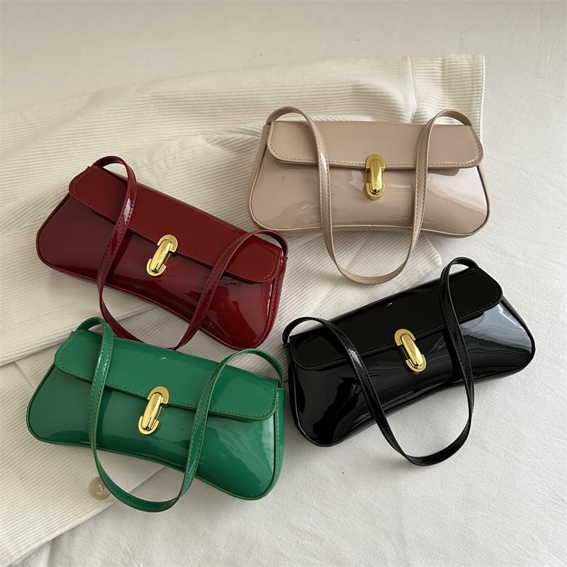 Patent Leather Shoulder Bag for Women Clutch Purse Locks Vegan Handbags Evening Bag 7