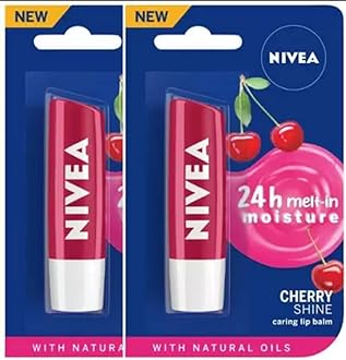 NIVEA Cherry Fruity Shine Lip Balm Cherry,4.8 g (Pack of 2)