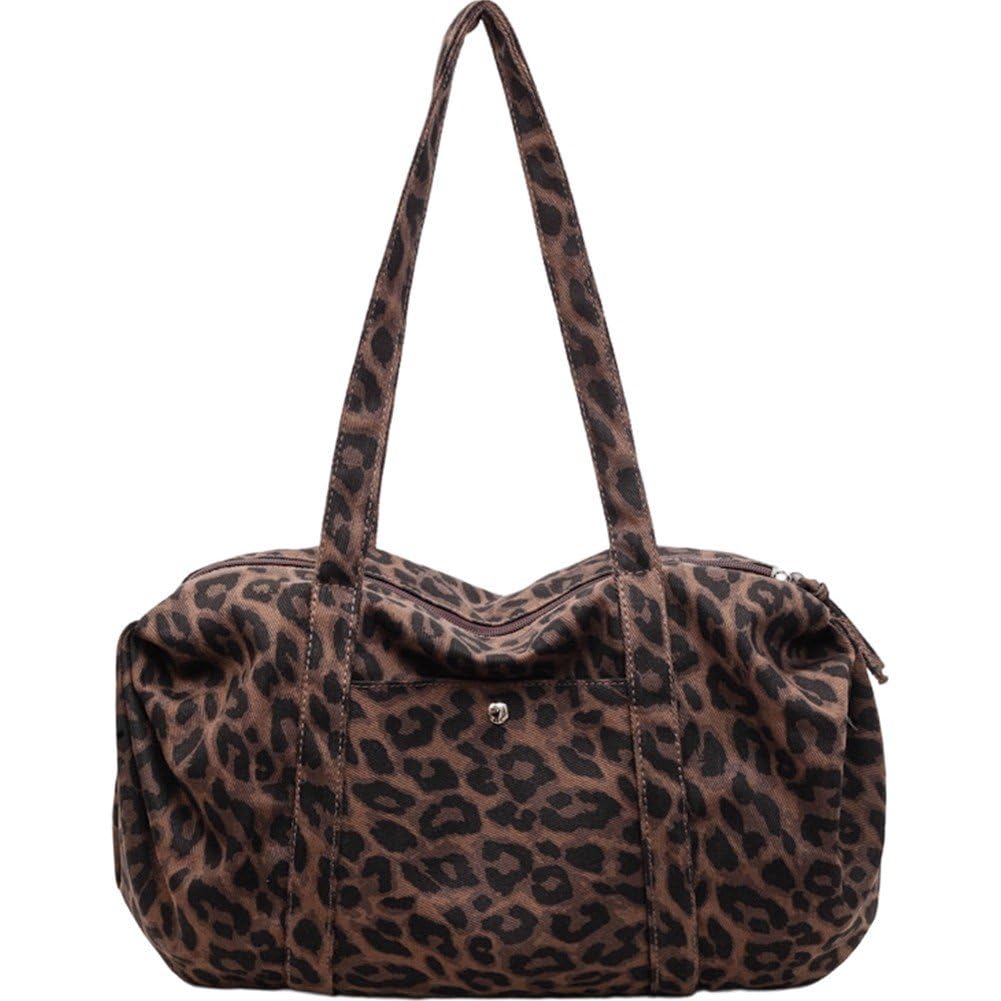 Sac bandoulière tendance imprimé léopard, le cabas souple de style coréen