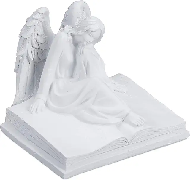 Engelen Beeldje: Witte Weerbestendige Tuinengel voor Graven, 15 cm