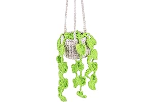 Car Mirror Hanging Accessories: Crochet Potted Plant Basket for Unique Car Decor