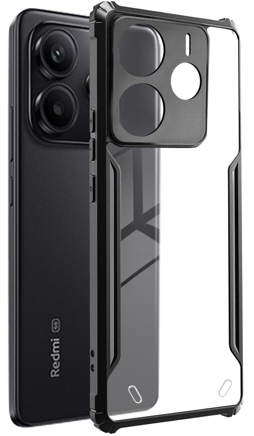 SPAZY CASE® Redmi Note 14 5G Back Cover | Transparent Crystal Clear Hard PC Back Case with TPU Bumper, Drop Protection Case for Redmi Note 14 5G