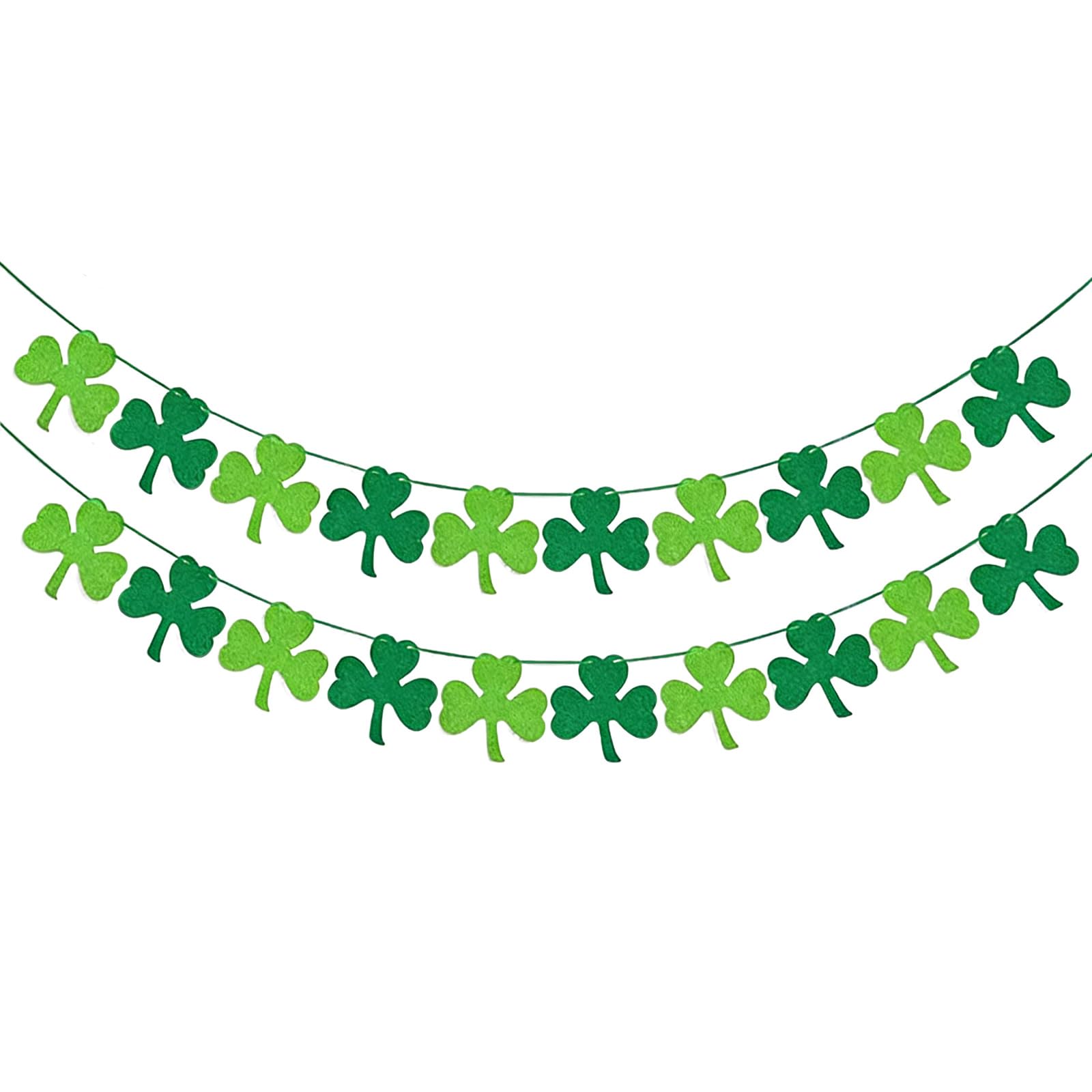 St Patricks Day Decorations, 2Pcs Clover Banner for St. Patrick's Day Decor, Felt Shamrock Clover Garland Decorations,NO DIY Irish Party Supplies Ornament Bunting for St Patrick's Day Decoration