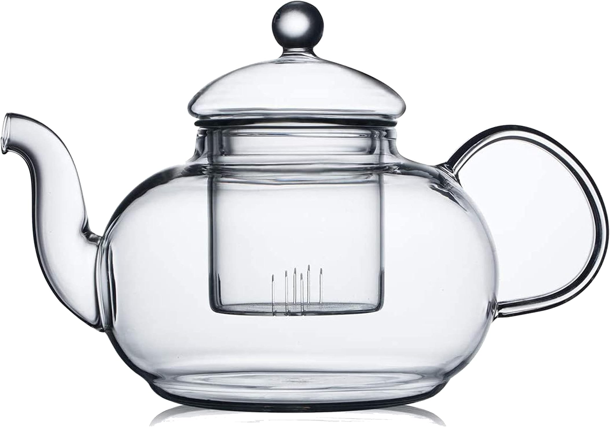 CNGLASS Glass Teapot Stovetop Safe,Clear Teapot with Removable Infuser 20.3 oz,Loose Leaf and Blooming Tea Maker