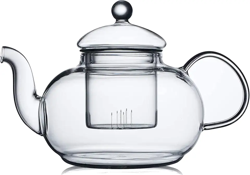 Cnglass Glass Teapot Stovetop Safe Clear Teapot With Removable Infuser 20.3 Oz Loose Leaf And Blooming Tea Maker
