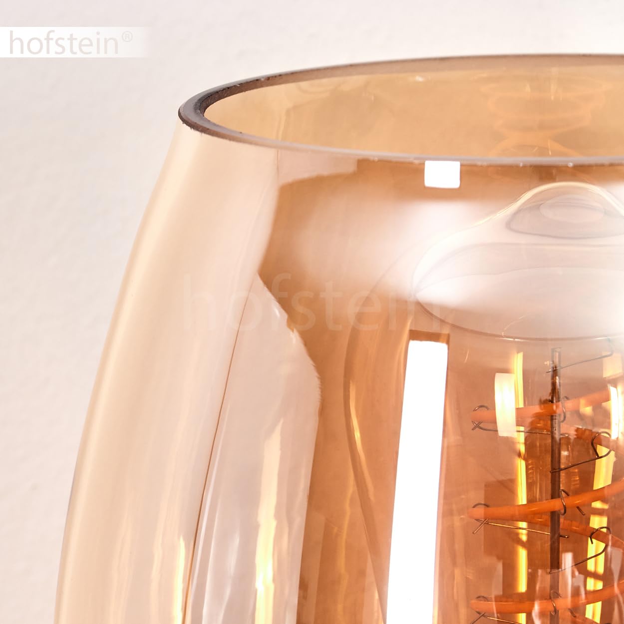 HOFSTEIN tafellamp Koyoto, tafellamp van metaal/glas in zwart/amber