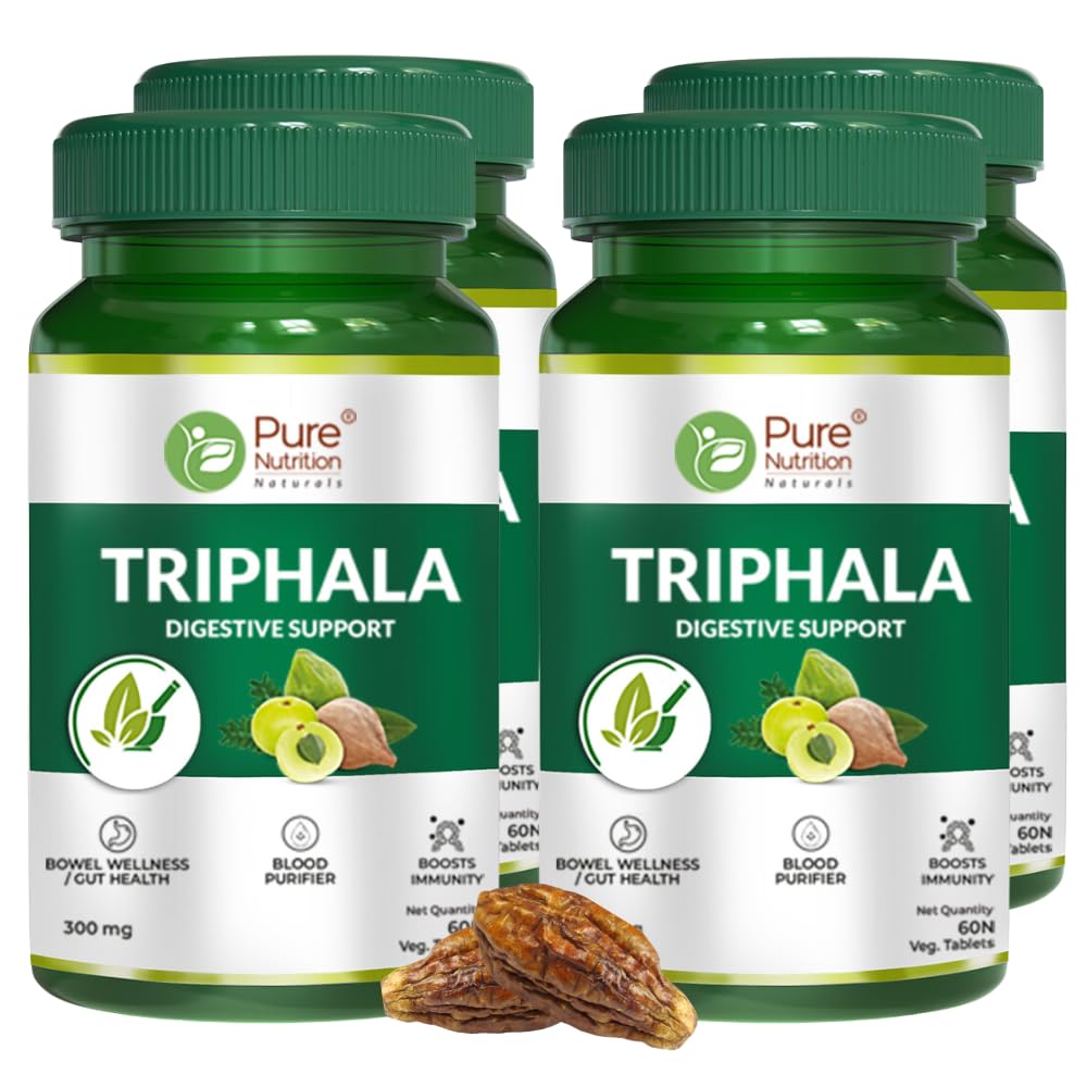Pure Nutrition Triphala Tablets | Supports Healthy Digestion & Improves Bowel Wellness - 60 Veg Tablets | Ayurvedic Formulaion | Helps to Relieves Constipation (Pack 4) (B0D7ZR8JFJ) Amazon Price History, Amazon Price Tracker