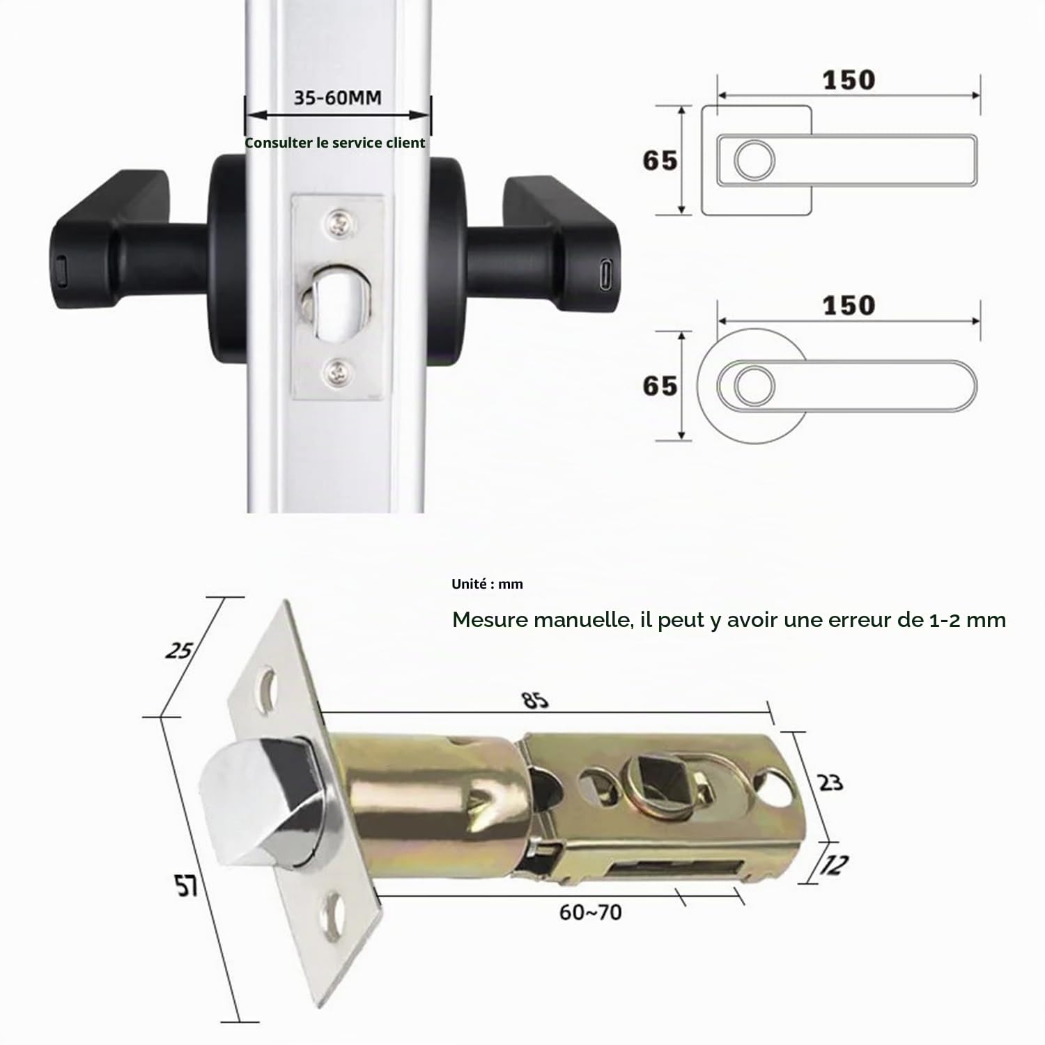 Serrure Biometrique,Serrure Intelligente,Serrure Empreinte Digitale,9 En 1,Avec Clavier Tactile Et Fonctions Intelligentes,Convient Aux Portes d'Entrée,Aux Maisons,Aux Bureaux, Aux(Argent)