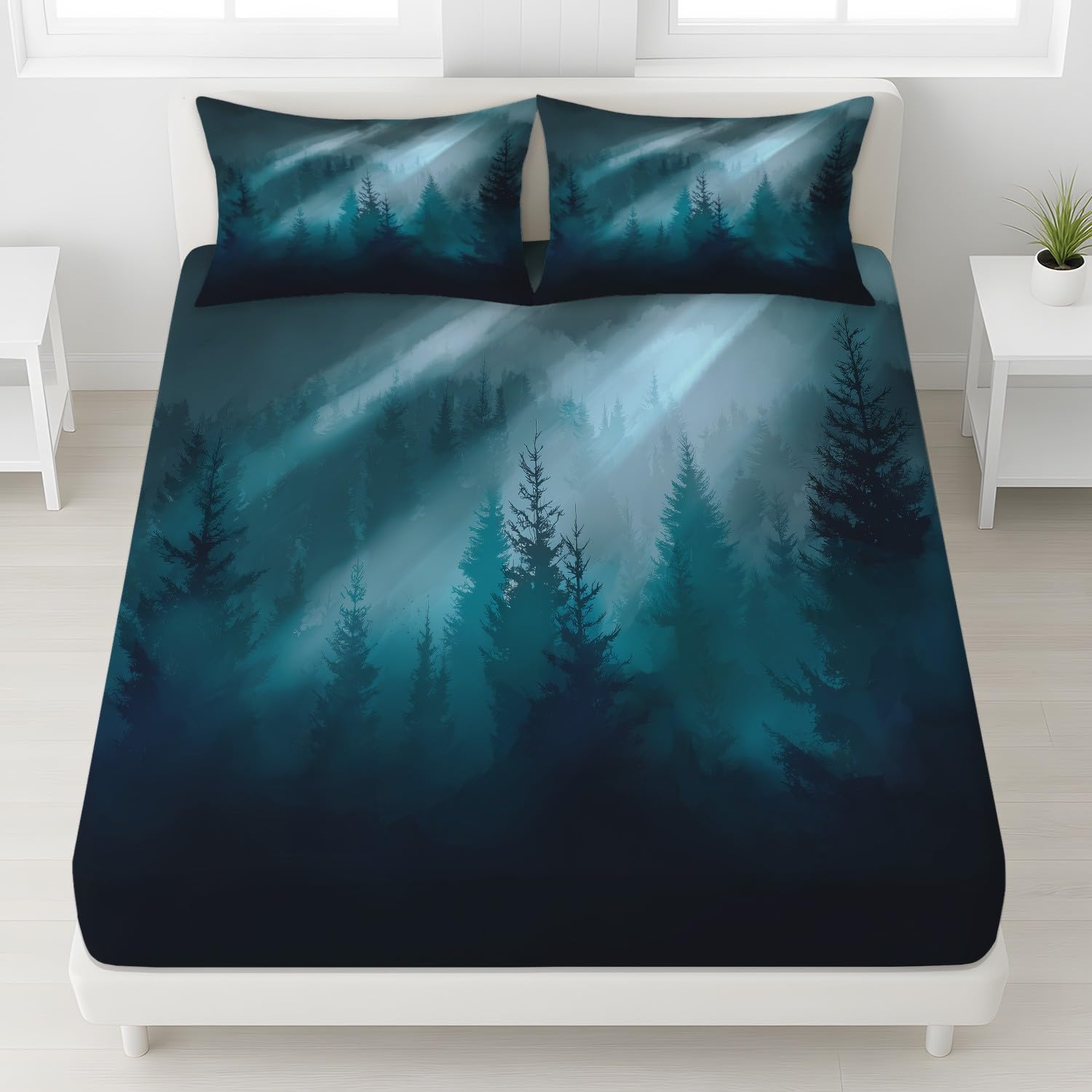 Juego de sábanas bajeras de 30 cm de profundidad, 3 piezas con 2 fundas de almohada para niños y adolescentes, microfibra suave, 135 x 190 cm