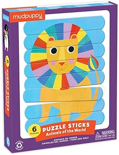 Mudpuppy Animals of The World Puzzle Sticks, 24 Double-Sided Sticks Create 6 Different Puzzles – Unique Animal Puzzles for...