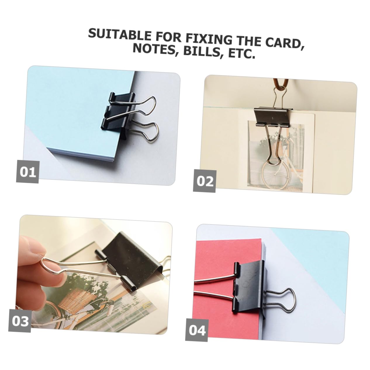 SHINEOFI 60pezzi Binder Clips Assortiti Fermacarte Resistente Per Documenti Per e Scuola Capacità Per Pile Design e Versatile