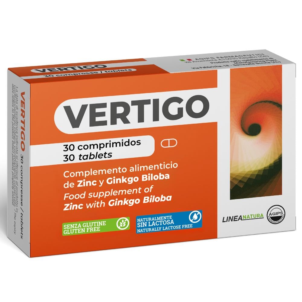 Acúfeno Zumbido en el Oído Vértigo Suplemento Alimenticio con Zinc Ginkgo Biloba 30 comprimidos Vertigo Agips