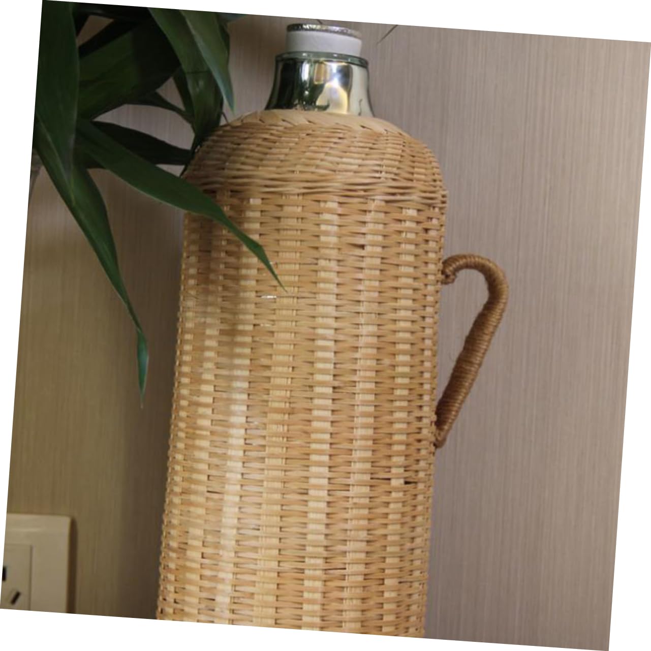 Ciieeo Botella Térmica de Bambú Tejida a Mano, 2l, Vidrio | Estilo Retro, Acabado Fino y Práctico, Uso en Casa u Oficina, Ideal para Aficionados al Té