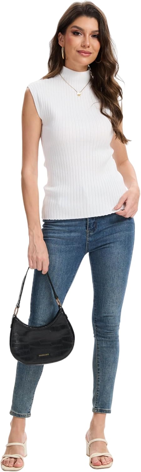 Breezy Lane Sleeveless Mock Neck Tops for Women Sweater Vest Mock Turtlenecks Knit Vests - Image 7
