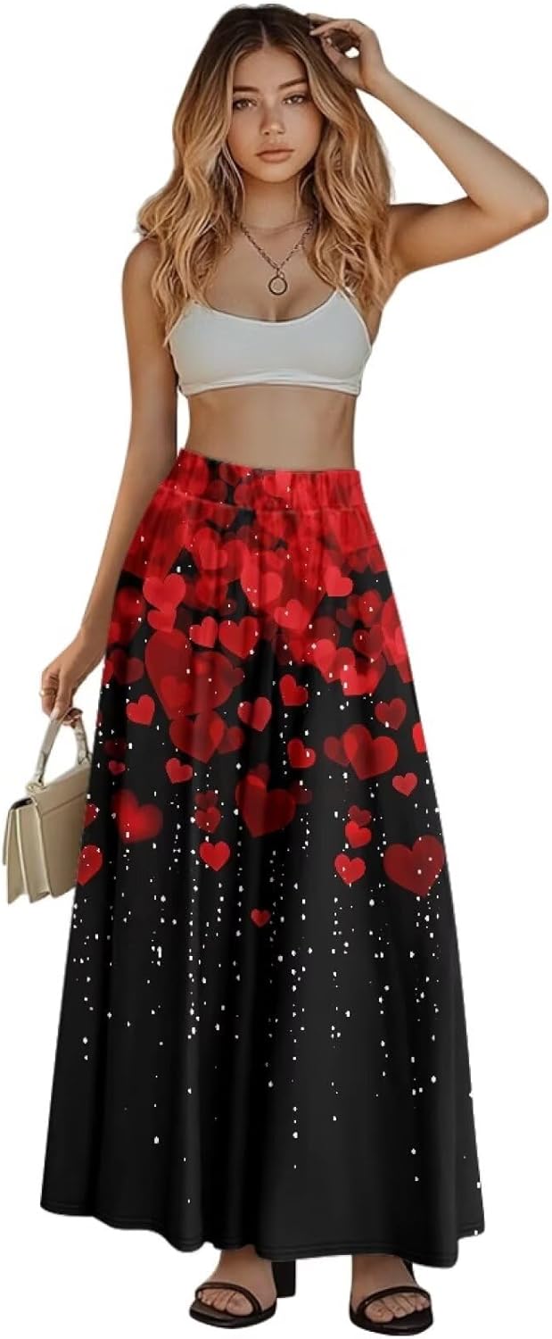 Maxi Skirts for Women Pleated High Waisted Casual Long Skirt with Pockets Plus Size A Line Party Work Skirts S-XXL