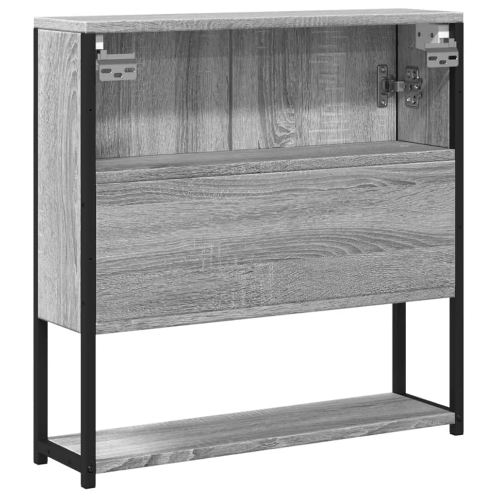 Badezimmer Spiegelschrank Grau 60x16x60 cm Holzwerkstoff mit Stauraum, Wandmontage für kleine Räume, klare Glas-Spiegelfläche für Make-up und Rasur