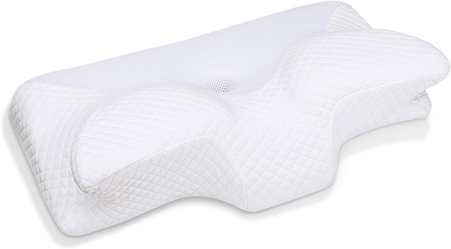 HOMCA Cervical Memory Foam Pillow, Ergonomic Contour Pillow for Neck Pain Relief, Contoured Support Pillows for Side Back Stomach Sleepers, (White): Kitchen & Dining