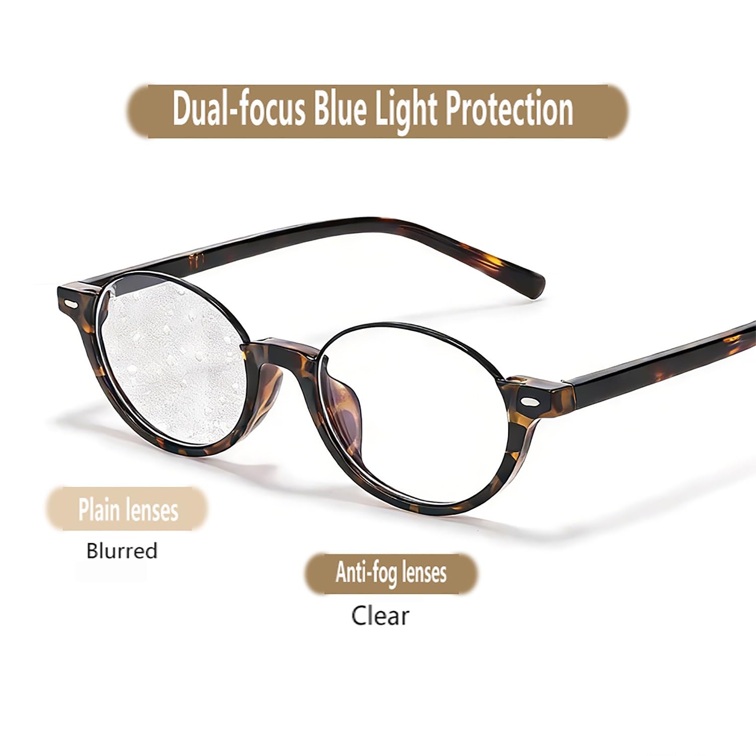 Unisex Progressive Multifokus Lesebrillen, Halbrahmen Klein Oval Lesebrille, Blaulichtfilter Brille