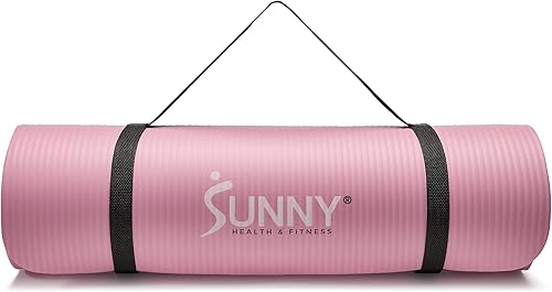 Sunny Health & Fitness Alfombrilla de yoga antideslizante duradera, antidesgarros, ligera, soporte acolchado para yoga, pilates, ejercicios de